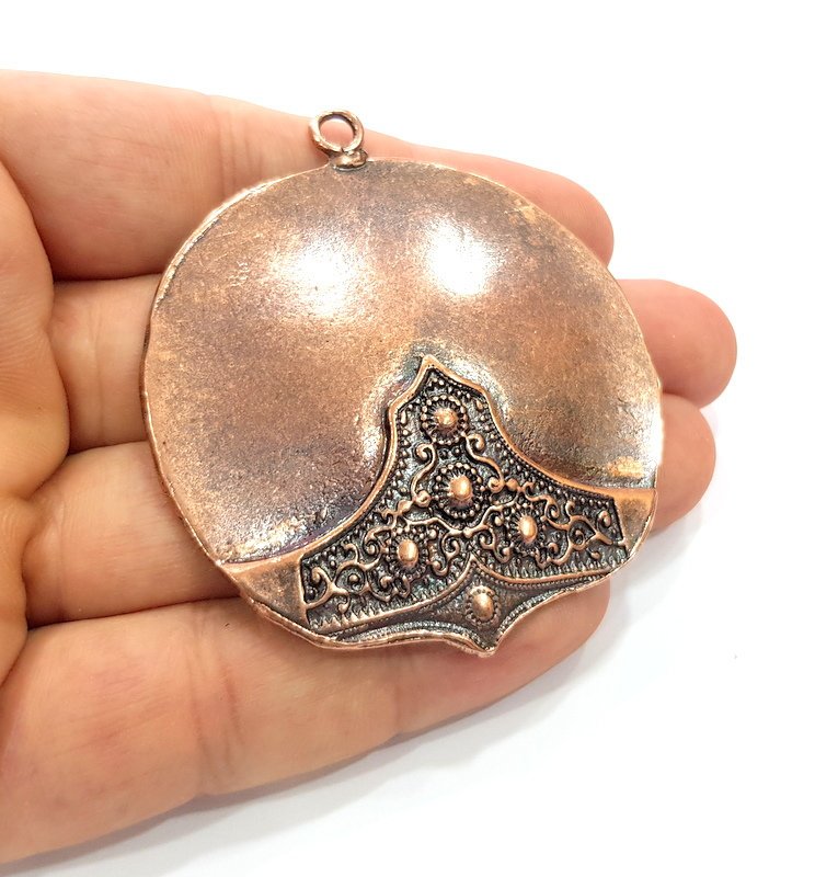 Copper Medallion Pendant Antique Copper Pendant Antique Copper Plated Metal ( 64x58 mm ) G14590