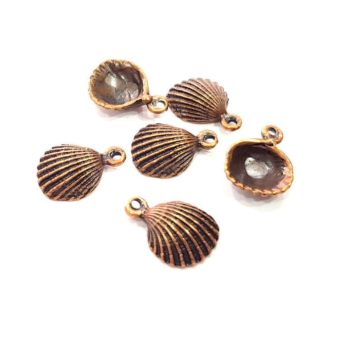10 Oyster Charms Shell Charm Mussel Charms Sea Ocean Antique Copper Charm Antique Copper Plated Metal (16x12mm) G14591