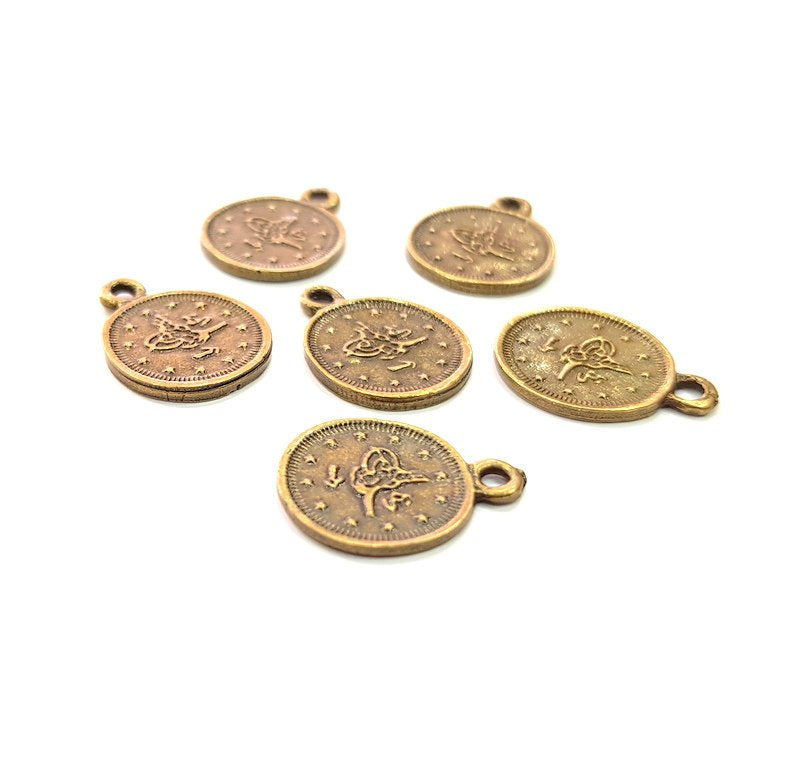 10 Ottoman signature Charm Antique Bronze Charm Antique Bronze Plated Metal  (14mm) G14598