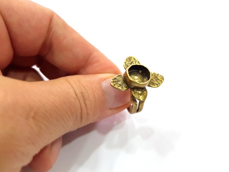 Antique Bronze Ring Blank Backs Ring Setting inlay Blank Mosaic Bezel Base Cabochon Mountings (10mm Blank)Antique Bronze Plated Brass G15427