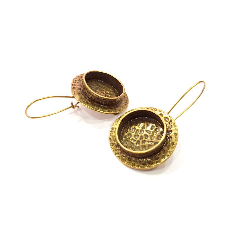 Earring Blank Backs Antique Bronze Resin Base inlay Cabochon Mountings Setting Antique Bronze Plated Brass (16mm blank) 1 pair G15430