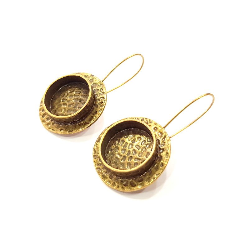 Earring Blank Backs Antique Bronze Resin Base inlay Cabochon Mountings Setting Antique Bronze Plated Brass (16mm blank) 1 pair G15430