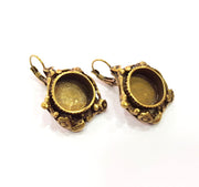 Earring Blank Backs Antique Bronze Resin Base inlay Cabochon Mountings Setting Antique Bronze Plated Brass (15mm blank) 1 pair G15432