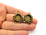Earring Blank Backs Antique Bronze Resin Base inlay Cabochon Mountings Setting Antique Bronze Plated Brass (15mm blank) 1 pair G15432