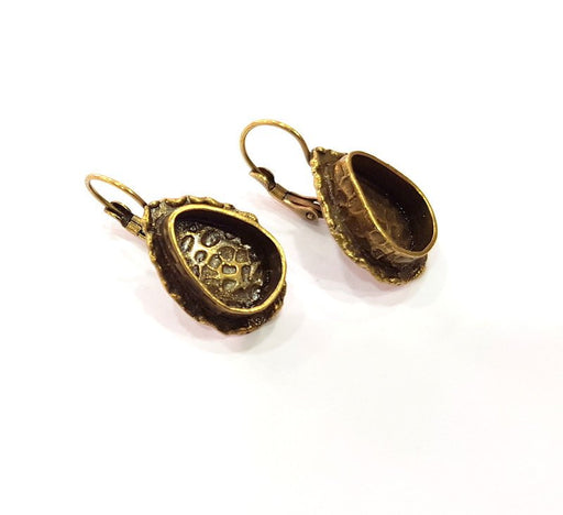 Earring Blank Backs Antique Bronze Resin Base inlay Cabochon Mountings Setting Antique Bronze Plated Brass (14x10mm blank) 1 pair G15435