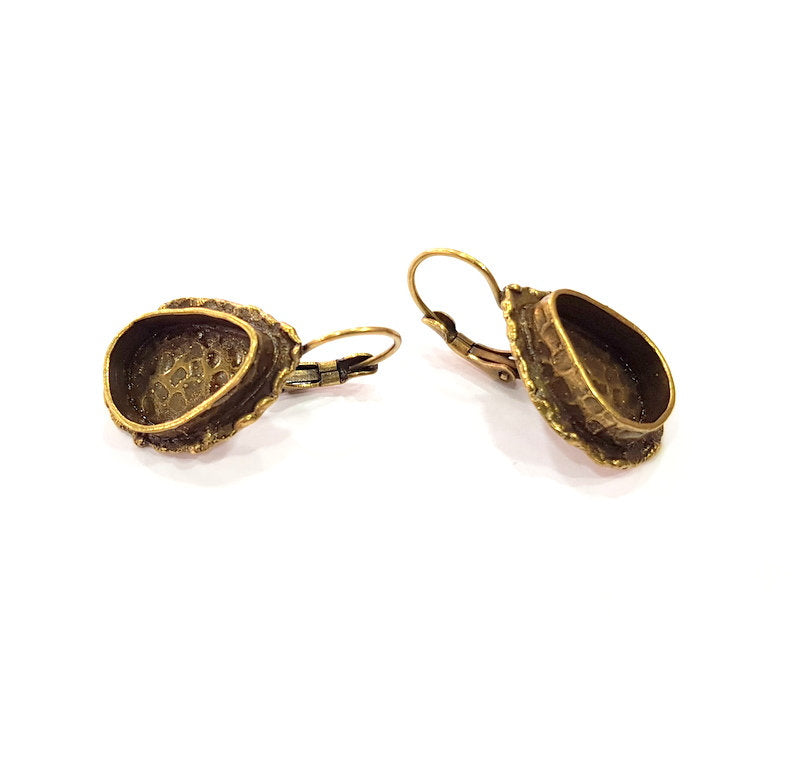 Earring Blank Backs Antique Bronze Resin Base inlay Cabochon Mountings Setting Antique Bronze Plated Brass (14x10mm blank) 1 pair G15435