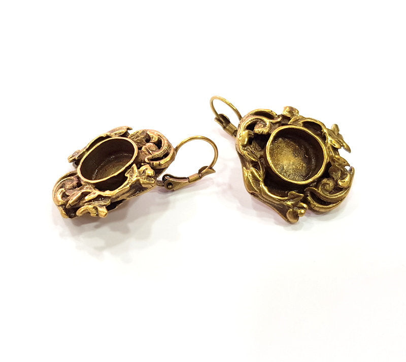 Earring Blank Backs Antique Bronze Resin Base inlay Cabochon Mountings Setting Antique Bronze Plated Brass (10mm blank) 1 pair G15437