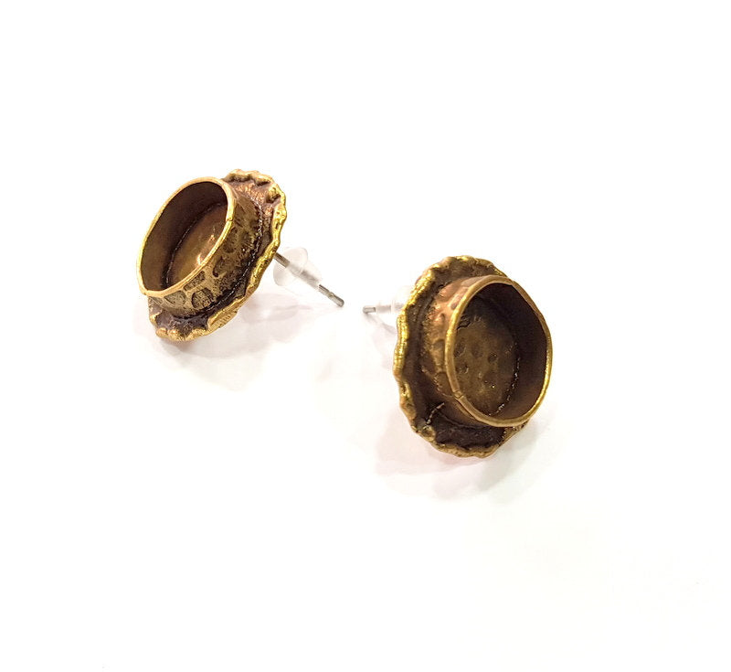 Earring Blank Backs Antique Bronze Resin Base inlay Cabochon Mountings Setting Antique Bronze Plated Brass (10mm blank) 1 pair G15438