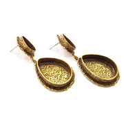 Earring Blank Backs Antique Bronze Resin Base inlay Cabochon Mountings Antique Bronze Plated Brass (25x18+14x10mm blank)  1 pair G15441