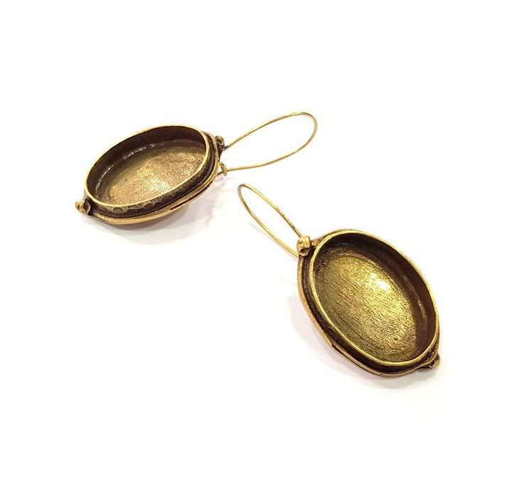 Earring Blank Backs Antique Bronze Resin Base inlay Cabochon Mountings Setting Antique Bronze Plated Brass (25x18mm blank) 1 pair G15443