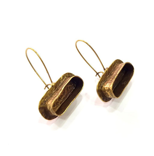 Earring Blank Backs Antique Bronze Resin Base inlay Cabochon Mountings Setting Antique Bronze Plated Brass (20x7mm blank) 1 pair G15457