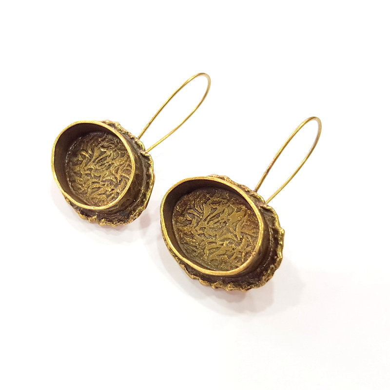 Earring Blank Backs Antique Bronze Resin Base inlay Cabochon Mountings Setting Antique Bronze Plated Brass (20x15mm blank) 1 pair G15458