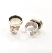 Silver Ring Blank Setting Cabochon Base inlay Ring Backs Mounting Adjustable Ring Base Bezel (12mm blank) Antique Silver Plated G15465