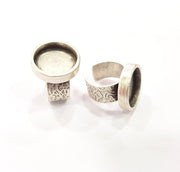 Silver Ring Blank Setting Cabochon Base inlay Ring Backs Mounting Adjustable Ring Base Bezel (12mm blank) Antique Silver Plated G15465