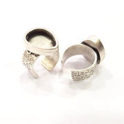 Silver Ring Blank Setting Cabochon Base inlay Ring Back Mounting Adjustable Ring Base Bezel (18x13mm drop blank)Antique Silver Plated G15470