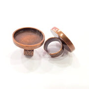Copper Ring Blank Setting Cabochon Base inlay Ring Backs Mounting Adjustable Ring Base Bezel (30mm blank) Antique Copper Plated G15484
