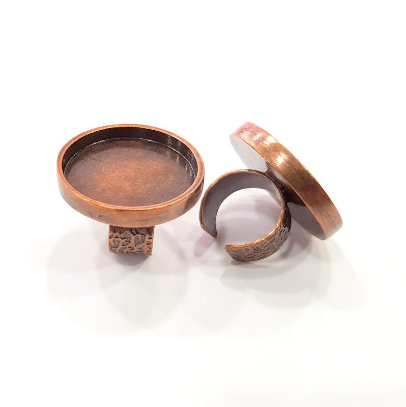 Copper Ring Blank Setting Cabochon Base inlay Ring Backs Mounting Adjustable Ring Base Bezel (30mm blank) Antique Copper Plated G15484