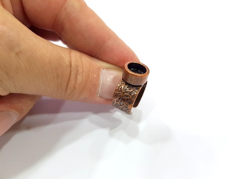 Copper Ring Blank Setting Cabochon Base inlay Ring Backs Mounting Adjustable Ring Base Bezel (8mm blank) Antique Copper Plated G15492