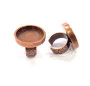 Copper Ring Blank Setting Cabochon Base inlay Ring Backs Mounting Adjustable Ring Base Bezel (25mm blank) Antique Copper Plated G15489