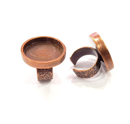 Copper Ring Blank Setting Cabochon Base inlay Ring Backs Mounting Adjustable Ring Base Bezel (25mm blank) Antique Copper Plated G15489