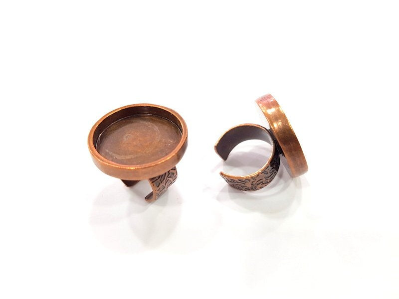 Copper Ring Blank Setting Cabochon Base inlay Ring Backs Mounting Adjustable Ring Base Bezel (25mm blank) Antique Copper Plated G15489