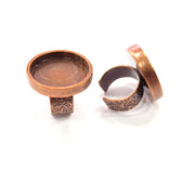 Copper Ring Blank Setting Cabochon Base inlay Ring Backs Mounting Adjustable Ring Base Bezel (25mm blank) Antique Copper Plated G15489