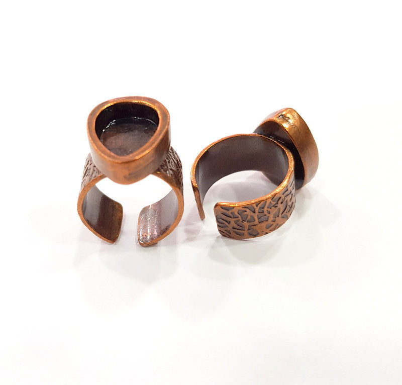 Copper Ring Blank Setting Cabochon Base inlay Ring Backs Mounting Adjustable Ring Base Bezel(14x10mm drop blank)Antique Copper Plated G15491