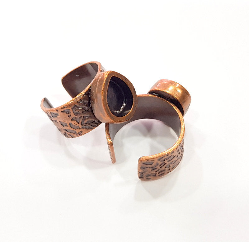 Copper Ring Blank Setting Cabochon Base inlay Ring Backs Mounting Adjustable Ring Base Bezel(10x8mm drop blank)Antique Copper Plated G15487