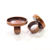 Copper Ring Blank Setting Cabochon Base inlay Ring Backs Mounting Adjustable Ring Base Bezel(30x22mm oval blank)Antique Copper Plated G15493