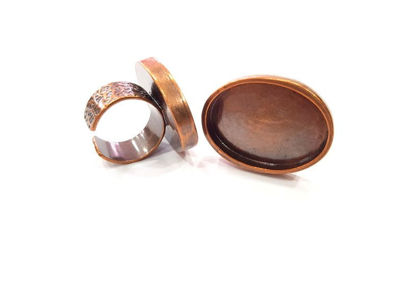 Copper Ring Blank Setting Cabochon Base inlay Ring Backs Mounting Adjustable Ring Base Bezel(30x22mm oval blank)Antique Copper Plated G15493