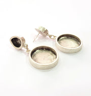 Earring Blank Backs Base Setting Silver Resin Blank Cabochon Base inlay Blank Mounting Antique Silver Plated Metal (10x8+20mm) 1 Pair G15494