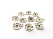 10 Silver Round Charm Antique Silver Plated Metal (13 mm)  G15495