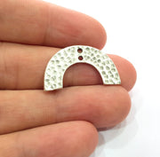 5 Hammered Semi Circle Hammered U Charms Antique Silver Plated Metal (30x15 mm)  G15496