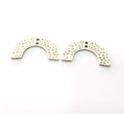 5 Hammered Semi Circle Hammered U Charms Antique Silver Plated Metal (30x15 mm)  G15496