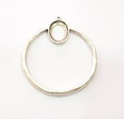 Silver Pendant Blank Base Blank Mountings Cabochon Blank Antique Silver Plated Metal (50mm)  G15504