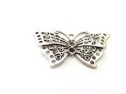 Butterfly Pendant Silver Pendant Antique Silver Plated Metal (58x32mm) G15503