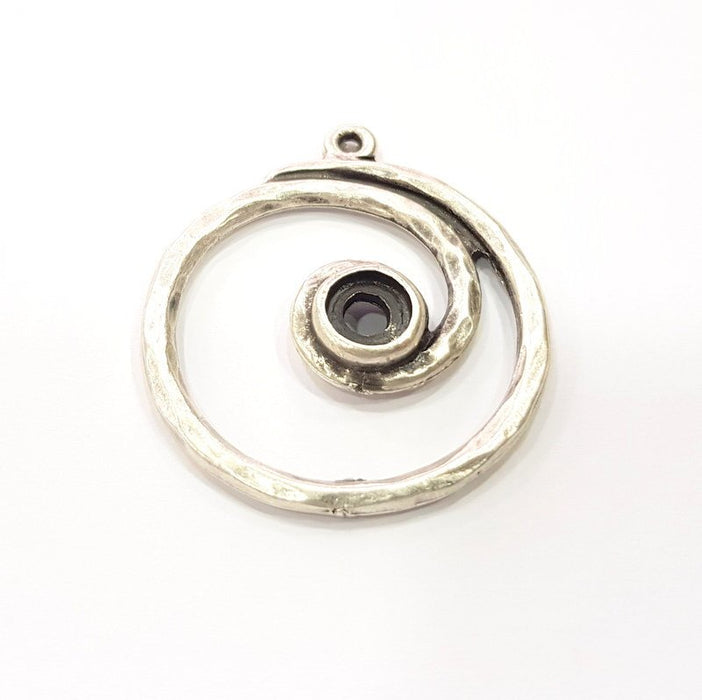 2 Silver Pendant Blank Base Blank Mountings Cabochon Blank Antique Silver Plated Metal (36mm)  G15510