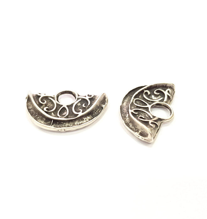 2 Antique Silver Plated Charm Antique Silver Plated Metal (31x21 mm)  G15512