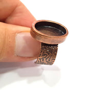 Copper Ring Blank Setting Cabochon Base inlay Ring Backs Mounting Adjustable Ring Base Bezel (18x13mm blank) Antique Copper Plated G15520