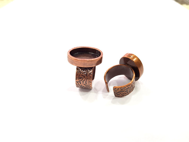 Copper Ring Blank Setting Cabochon Base inlay Ring Backs Mounting Adjustable Ring Base Bezel (18x13mm blank) Antique Copper Plated G15520