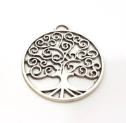 Tree Pendant Silver Pendant Antique Silver Plated Metal (41mm) G15525
