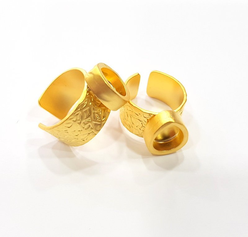 Gold Ring Blank Setting Cabochon Base inlay Ring Backs Mounting Adjustable Ring Base Bezel (10x8mm blank ) Gold Plated Metal G15535