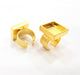 Gold Ring Blank Setting Cabochon Base inlay Ring Backs Mounting Adjustable Ring Base Bezel (16x16mm blank ) Gold Plated Metal G15527