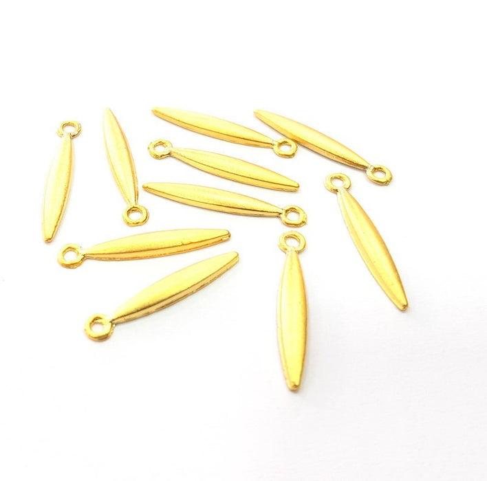 10 Spike Charm Gold Plated Charms Gold Plated Metal (25x4mm)  G15534