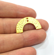 2 Hammered Semi Circle Charms Gold Plated Charms  (30x15 mm)  G15533