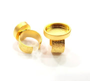 Gold Ring Blank Setting Cabochon Base inlay Ring Backs Mounting Adjustable Ring Base Bezel (18x13mm blank ) Gold Plated Metal G16102