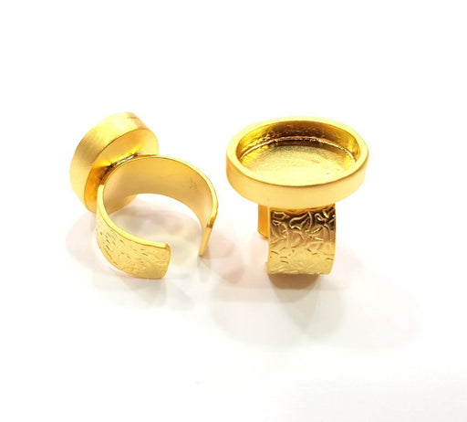 Gold Ring Blank Setting Cabochon Base inlay Ring Backs Mounting Adjustable Ring Base Bezel (18x13mm blank ) Gold Plated Metal G16102