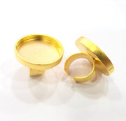 Gold Ring Blank Setting Cabochon Base inlay Ring Backs Mounting Adjustable Ring Base Bezel (30mm blank ) Gold Plated Metal G15536