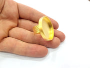 Gold Ring Blank Setting Cabochon Base inlay Ring Backs Mounting Adjustable Ring Base Bezel (30mm blank ) Gold Plated Metal G15536