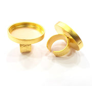 Gold Ring Blank Setting Cabochon Base inlay Ring Backs Mounting Adjustable Ring Base Bezel (30mm blank ) Gold Plated Metal G15536